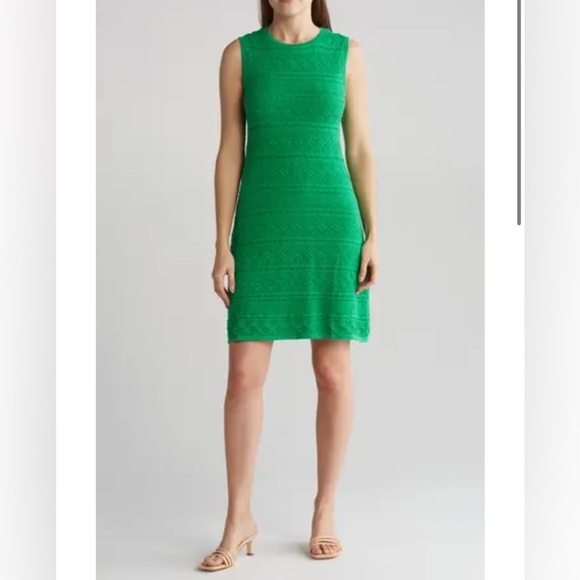 NWT $148 Eliza J Sleeveless Crochet Shift Dress Kelly Green Size Medium summer - Picture 1 of 13